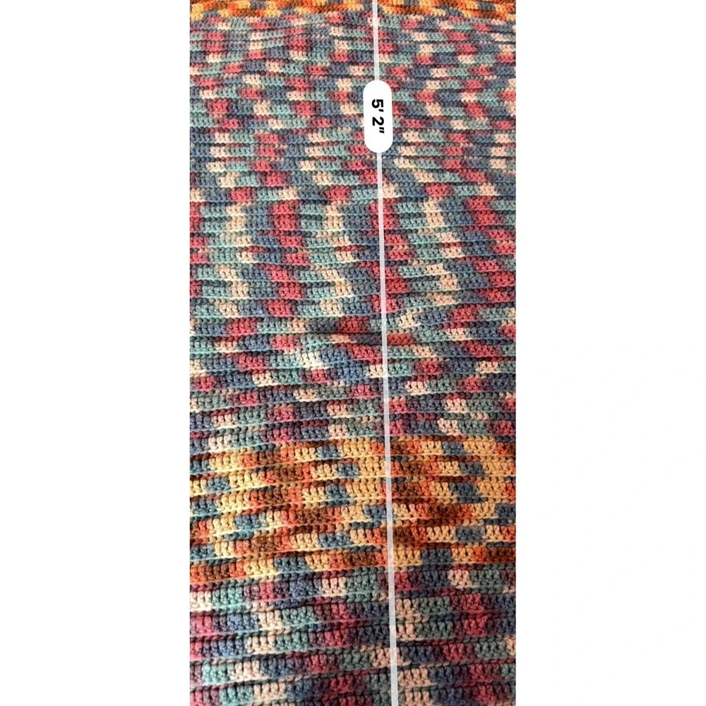 VTG Granny Handmade Crocheted Afghan Multicolored Throw Blanket 62